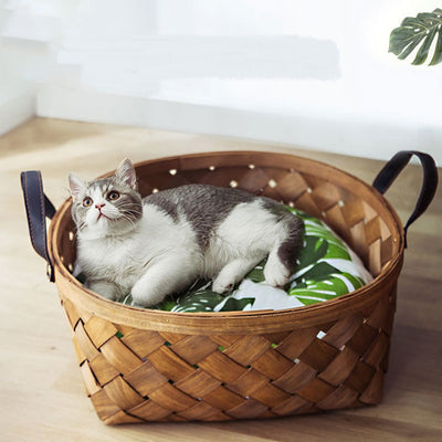 Cuccia per gatti in rattan di bambù Cuccia per cani Nido per gatti