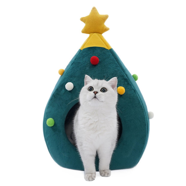 Albero di Natale per animali domestici Gatto Letto per gatti Tappetino per gatti Cuccia in feltro Lettiera per gatti