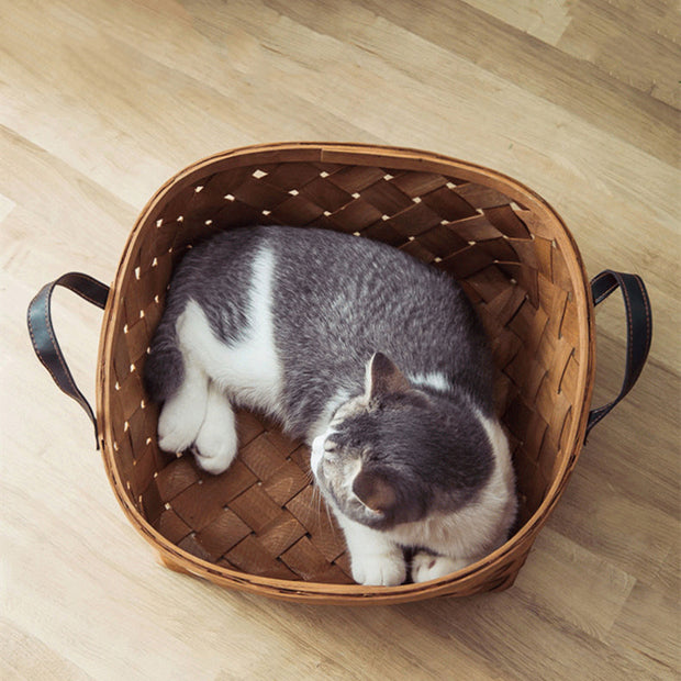 Cuccia per gatti in rattan di bambù Cuccia per cani Nido per gatti